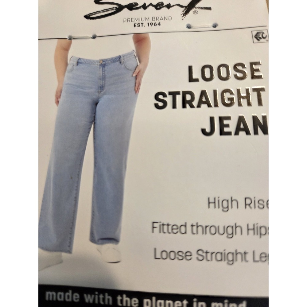 Seven7 Women's Loose Straight Jean Size 16 Light Wash